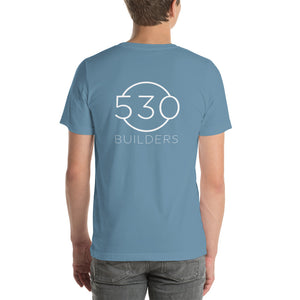 530 Builders Tee Front Back White Logo